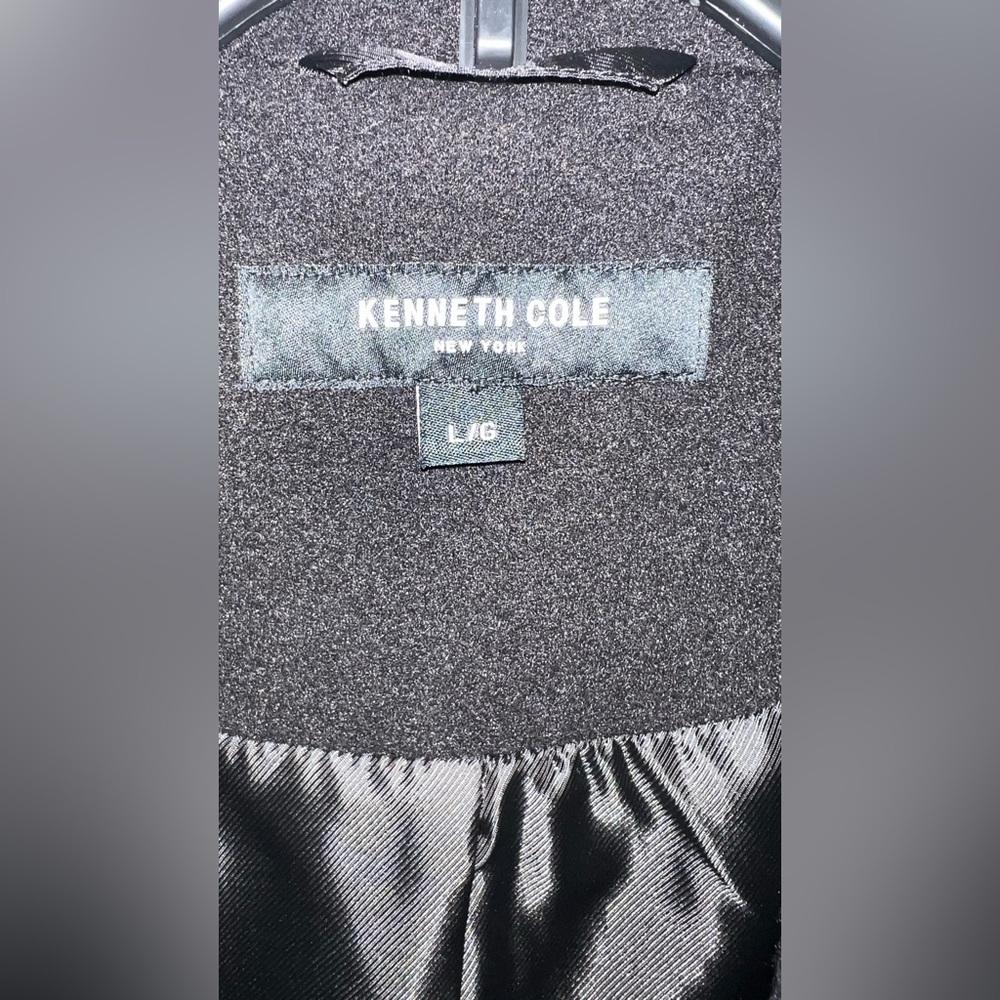 Kenneth Cole Coat Large‎ Black Notch Collar Single Breasted Fly Front NWT - Picture 10 of 16